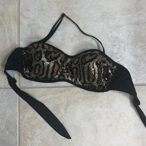 New Venus leopard sequin bikini top